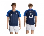 France #5 Umtiti Home Soccer Country Jersey