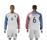 France #6 Cabaye Away Long Sleeves Soccer Country Jersey