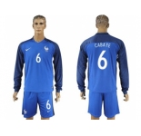 France #6 Cabaye Home Long Sleeves Soccer Country Jersey