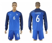 France #6 Cabaye Home Long Sleeves Soccer Country Jersey