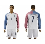 France #7 Griezmann Away Long Sleeves Soccer Country Jersey