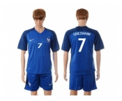 France #7 Griezmann Blue Soccer Country Jersey
