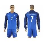 France #7 Griezmann Home Long Sleeves Soccer Country Jersey1