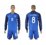 France #8 Valbuena Home Long Sleeves Soccer Country Jersey
