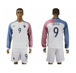 France #9 Giroud Away Long Sleeves Soccer Country Jersey