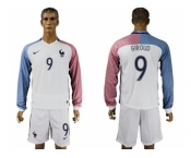 France #9 Giroud Away Long Sleeves Soccer Country Jersey
