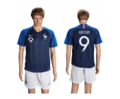 France #9 Giroud Home Soccer Country Jersey