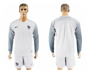 France Blank White Goalkeeper Long Sleeves Soccer Country Jersey