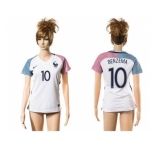 Women France #10 Benzema Away Away Soccer Country Jersey