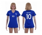 Women France #10 Benzema Home Soccer Country Jersey1