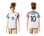 Women France #10 Zidane Away Away Soccer Country Jersey