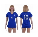 Women France #10 Zidane Home Soccer Country Jersey1