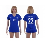 Women France #22 Mathieu Home Soccer Country Jersey1