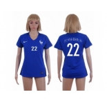 Women France #22 Schneiderlin Home Soccer Country Jersey1