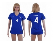 Women France #4 Varane Home Soccer Country Jersey1