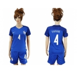 Women France #4 Varane Home Soccer Country Jersey
