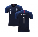 France #1 Lloris Home Kid Soccer Country Jersey