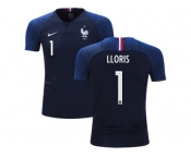 France #1 Lloris Home Kid Soccer Country Jersey