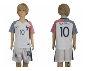 France #10 Benzema Away Kid Soccer Country Jersey