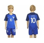 France #10 Gignac Home Kid Soccer Country Jersey