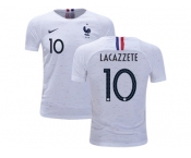France #10 Lacazzete Away Kid Soccer Country Jersey