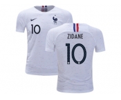 France #10 Zidane Away Kid Soccer Country Jerseys