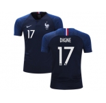 France #17 Digne Home Kid Soccer Country Jersey