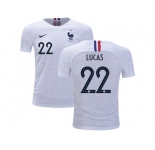 France #22 Lucas Away Kid Soccer Country Jersey