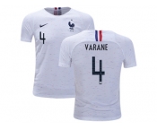 France #4 Varane Away Kid Soccer Country Jersey