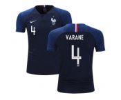 France #4 Varane Home Kid Soccer Country Jersey