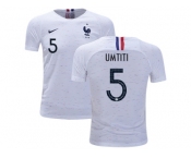 France #5 Umtiti Away Kid Soccer Country Jersey