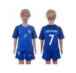 France #7 Griezmann Home Kid Soccer Country Jersey