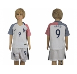 France #9 Giroud Away Kid Soccer Country Jersey