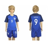 France #9 Giroud Home Kid Soccer Country Jersey