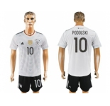 Germany #10 Podolski White Home Soccer Country Jersey