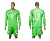 Germany #12 Leno Green Goalkeeper Long Sleeves Soccer Country Jersey
