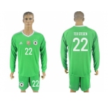 Germany #22 Ter Stegen Green Goalkeeper Long Sleeves Soccer Country Jersey