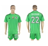 Germany #22 Ter Stegen Green Goalkeeper Soccer Country Jersey