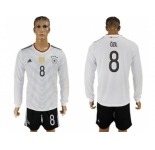Germany #8 Ozil White Home Long Sleeves Soccer Country Jersey