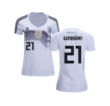 Women Germany #21 Gundogan White Home Soccer Country Jersey