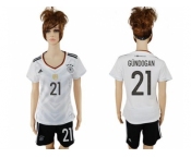 Women's Germany #21 Gundogan White Home Soccer Country Jersey