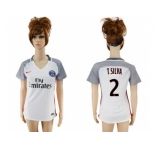 Women's Paris Saint-Germain #2 T.Silva Sec Away Soccer Club Jersey