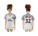 Women's Paris Saint-Germain #32 David Luiz Sec Away Soccer Club Jersey