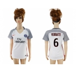 Women's Paris Saint-Germain #6 Verratti Sec Away Soccer Club Jersey