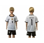 Germany #1 Neuer White Home Kid Soccer Country Jersey1