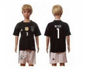 Germany #1 Neure Goalkeeper Kid Soccer Country Jersey