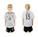 Germany #13 Muller White Home Kid Soccer Country Jersey