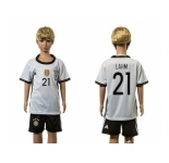 Germany #21 Lahm White Home Kid Soccer Country Jersey