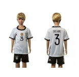 Germany #3 Brehme White Home Kid Soccer Country Jersey