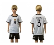 Germany #3 Brehme White Home Kid Soccer Country Jersey